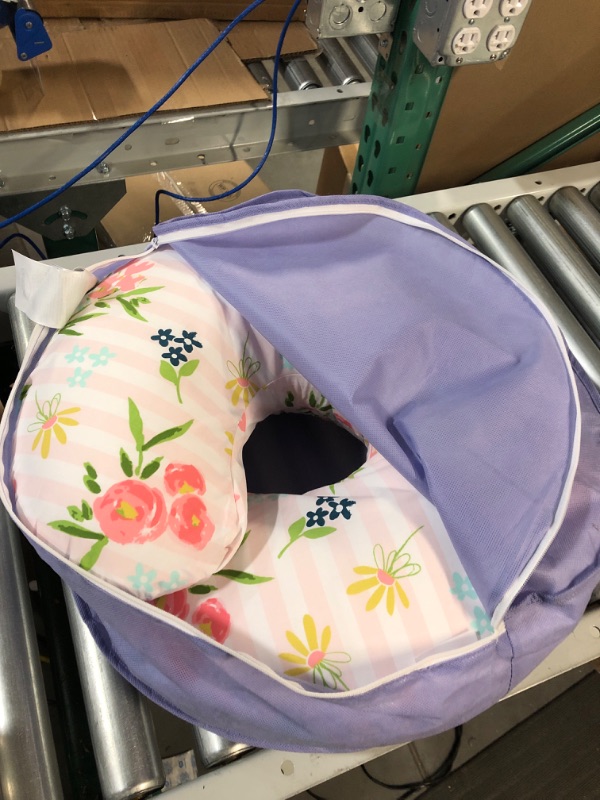 Photo 2 of Boppy Original Nursing Pillow & Positioner, Pink Floral Stripe, Cotton Blend Fabric with Allover Fashion ?20 x 16 x 5.5 inches
