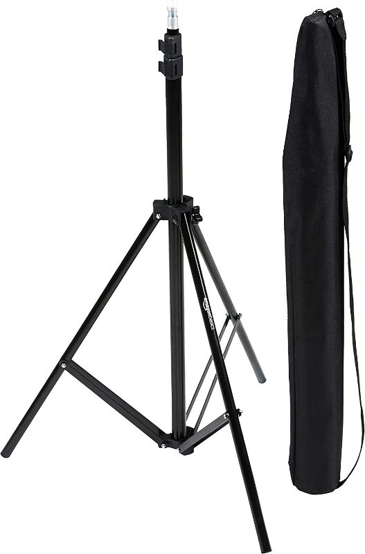 Photo 1 of Amazon Basics Aluminum Light Photography Tripod Stand with Case - Pack of 2, 2.8 - 6.7 Feet, Black