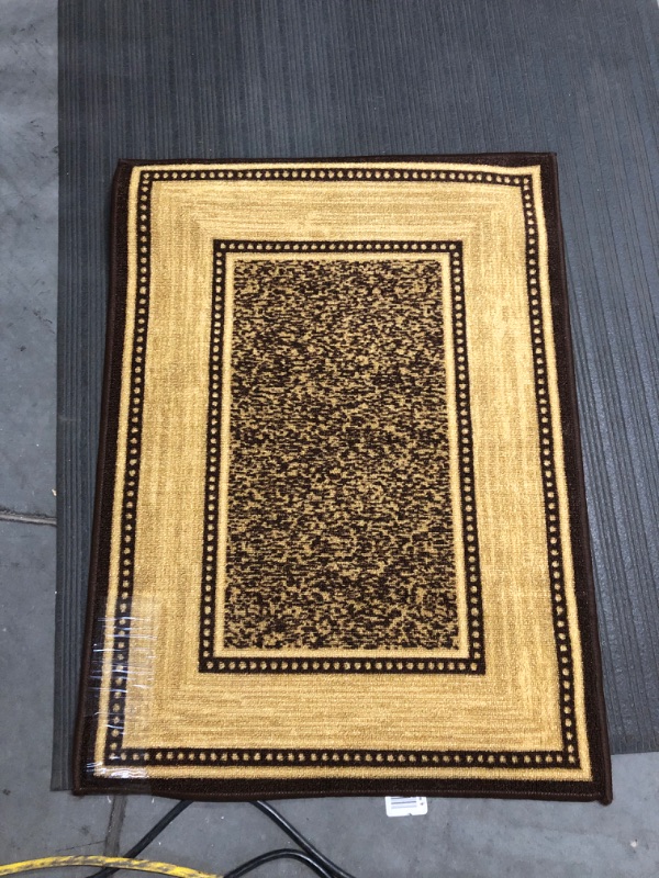 Photo 2 of Ottomanson RUG Collection Non-Slip 5' x 6'6" Border Dark Brown