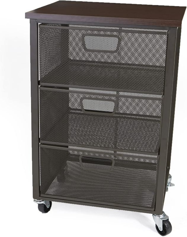 Photo 4 of (READ NOTES) Mind Reader Rolling Storage Cart with 3 Drawers 12.25"D x 15"W x 24"H
