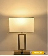 Photo 1 of  Table Lamps with Dual USB Ports,Touch Control Bedside Lamps Nightstand Lamps for Bedroom, Gold&White White-Medium