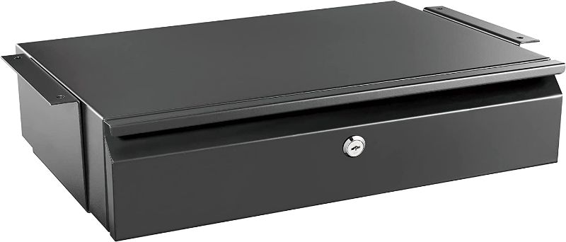 Photo 1 of Under Desk Pull-Out Drawer with Lock and 2 Keys | Matte Black