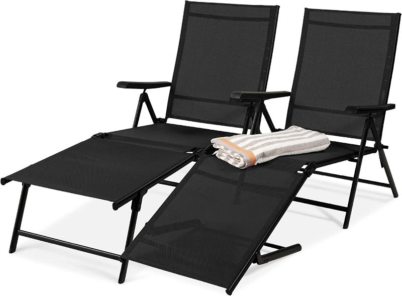 Photo 1 of  Outdoor Patio Chaise Lounge Chair Adjustable Reclining Folding Lounger- black ( set of 1 )
