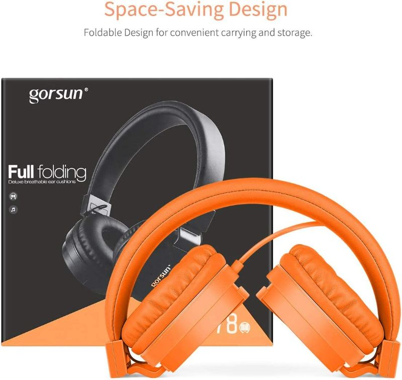 Photo 2 of gorsun Kids Headphones, Lightweight Stereo Wired Children's Headsets - Orange 