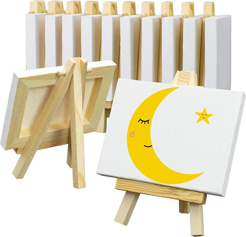 Photo 1 of 3x4 Inch Mini Stretched Canvas Easel Set- Bulk Pack of 12,