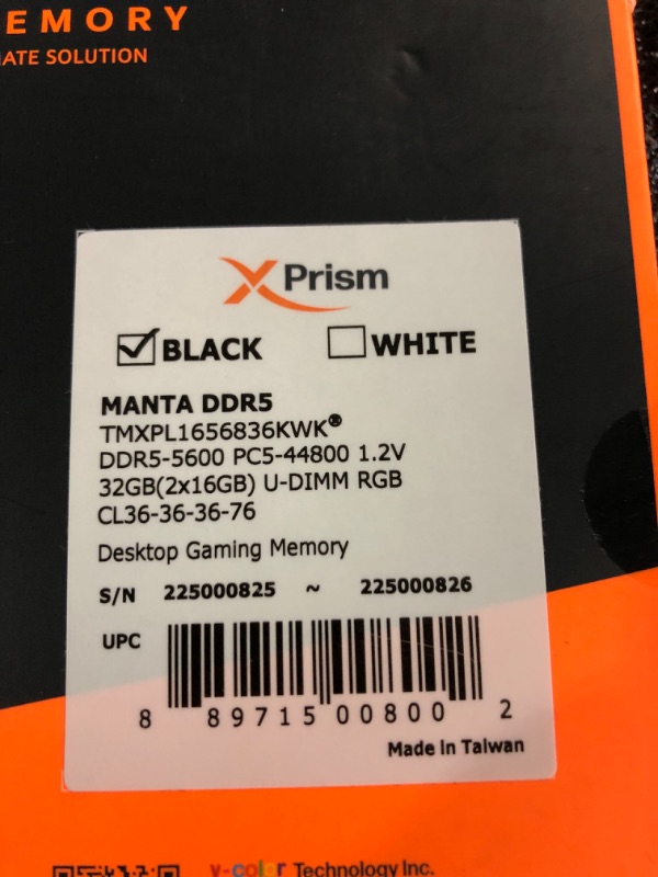 Photo 4 of v-Color DDR5 Manta XPrism 32GB(16GBx2) 5600MHz 2Gx8 CL36 1.2V SK Hynix IC RGB Gaming Desktop Upgrade RAM Memory Module Dual Rank- Midnight Black