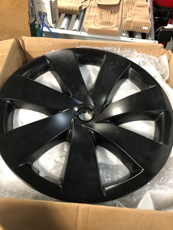 Photo 4 of Rimetrix Laminar Black Set of 4 Wheel Covers Hub Caps Protection Cover for Tesla Model Y 19" Rims Hubcap Accessories