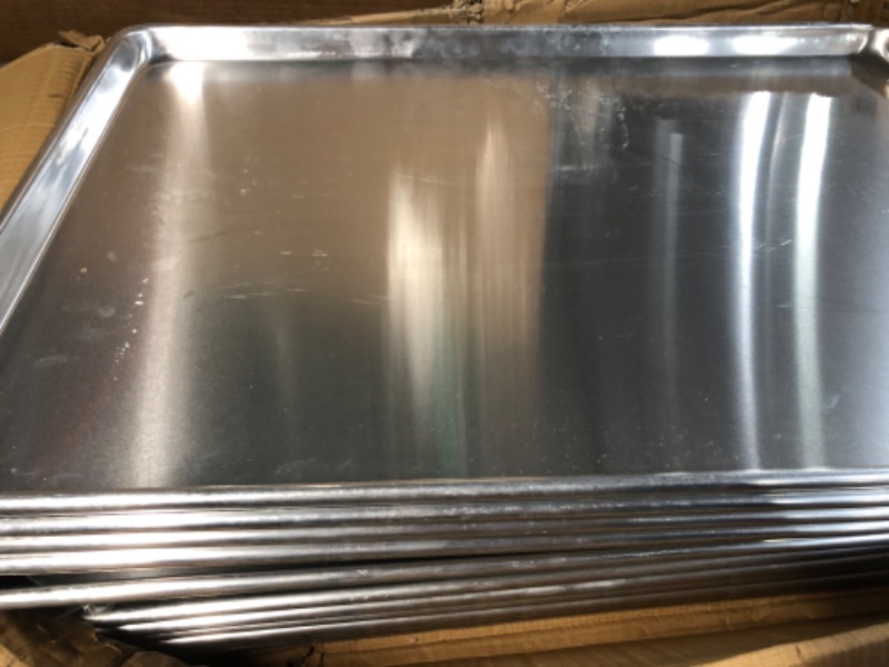 Photo 2 of ** New Star Foodservice 36930 Commercial-Grade 18-Gauge Aluminum Sheet Pan/Bun Pan, 18" L x 26" W x 1" H (Full Size) Pack of 12