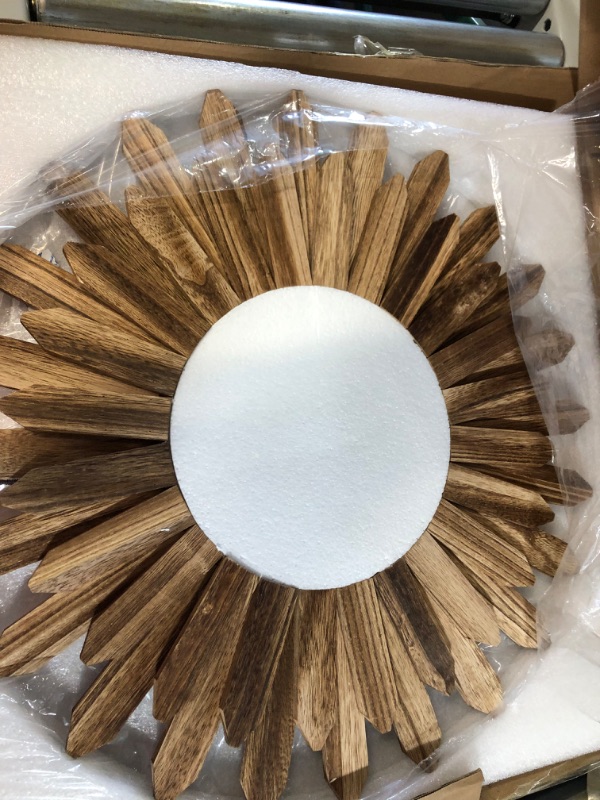 Photo 2 of **SOME WOOD IS COMING OFF**
Honiway Mirror Wall Decor 21 inch Rustic Wood Boho Wall Decor Aesthetic Mirror Black 21 inch