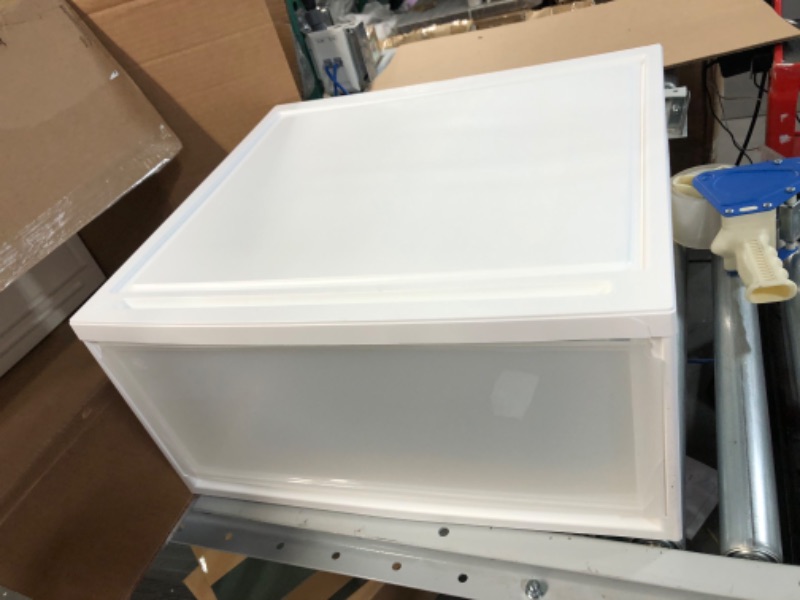 Photo 2 of **MINOR CRACKS**
IRIS USA 47 Quart Extra Large Stacking Storage Drawer, Plastic Drawer Organizer White 47 Qt. - 2 Pack Drawer