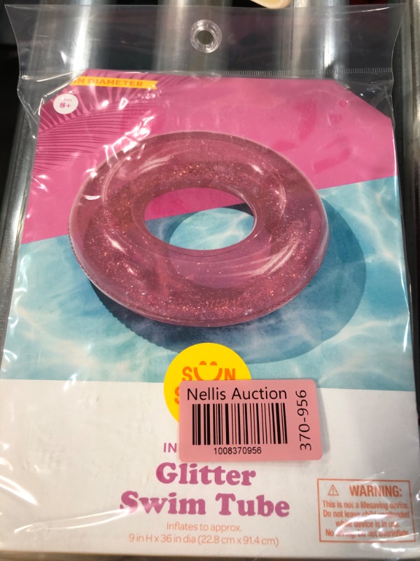 Photo 2 of Inflatable Pool Float Tube, Transparent Swimming Ring with Colorful Sparkling Glitters (Pink)