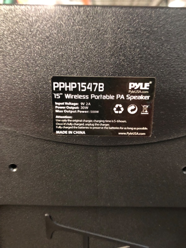 Photo 5 of Pyle Portable Bluetooth PA Speaker - 500W 15” Rechargeable 6.5mm15 inch