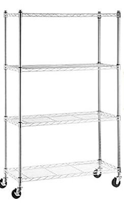 Photo 1 of [USED] Amazon Basics 4-Shelf Storage Unit on 3'' Wheel Casters