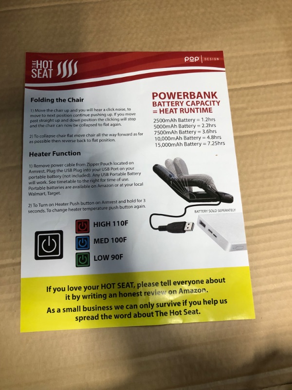 Photo 4 of [USED] POP Design Portable Heated Stadium Seat 