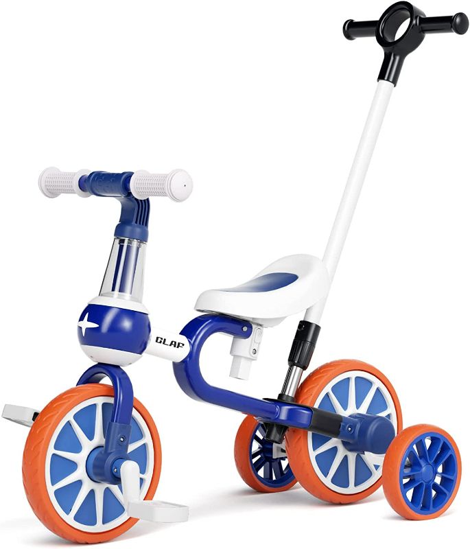 Photo 1 of GLAF Toddler Tricycle for 1-3 Years Olds Kids Trike Bike for Ages 2 Girls Boys 4 in 1 Toddlers Bike with Push Handle Removable Pedal and Adjustable Seat Height
