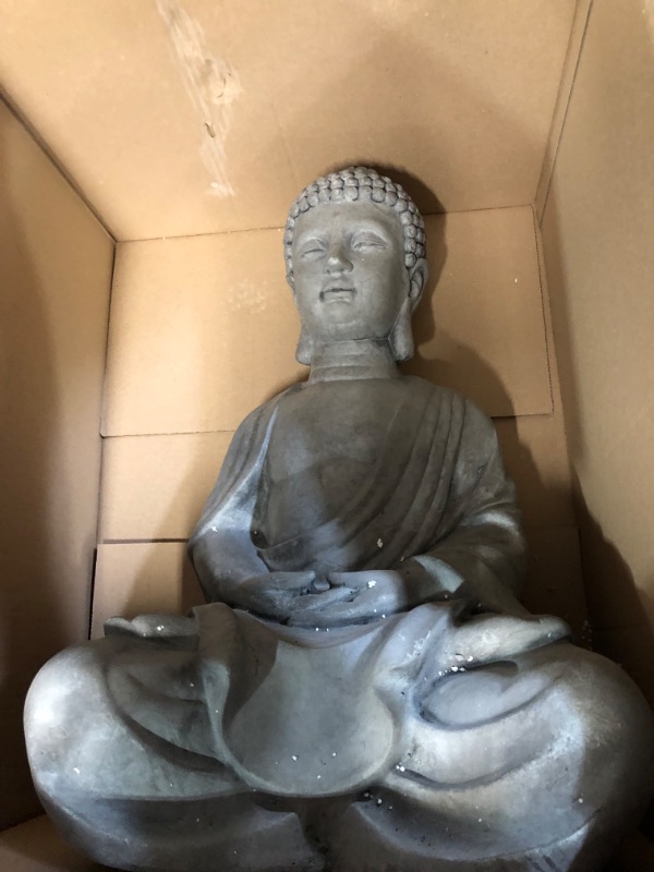 Photo 2 of **Damaged** Kante 25.6" Lightweight Sitting Meditating Buddha Natural Concrete 