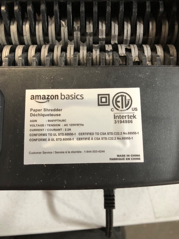 Photo 2 of Amazon Basics 8-Sheet Cross Cut Paper Shredder and Credit Card Shredder with 4.1 Gallon Bin 8 Sheet Shredder