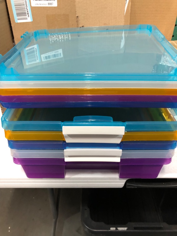 Photo 2 of Storex Classroom Craft Project Box – Stacking Plastic Organizer Fits 12x12 Scrapbooking 