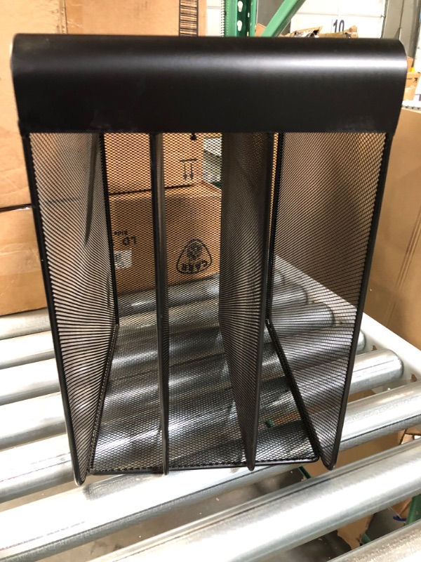 Photo 2 of Safco Products 3243BL Onyx Mesh Solid Top Vertical Hanging Desk Storage, Black,9.5"W x 12"D x 14.75"H Three Vertical