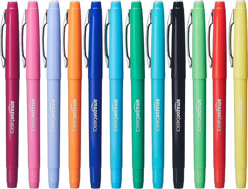 Photo 1 of *MISSING ONE* Amazon Basics Felt Tip Marker Pens - Assorted Color, 12-Pack & Chisel Tip,