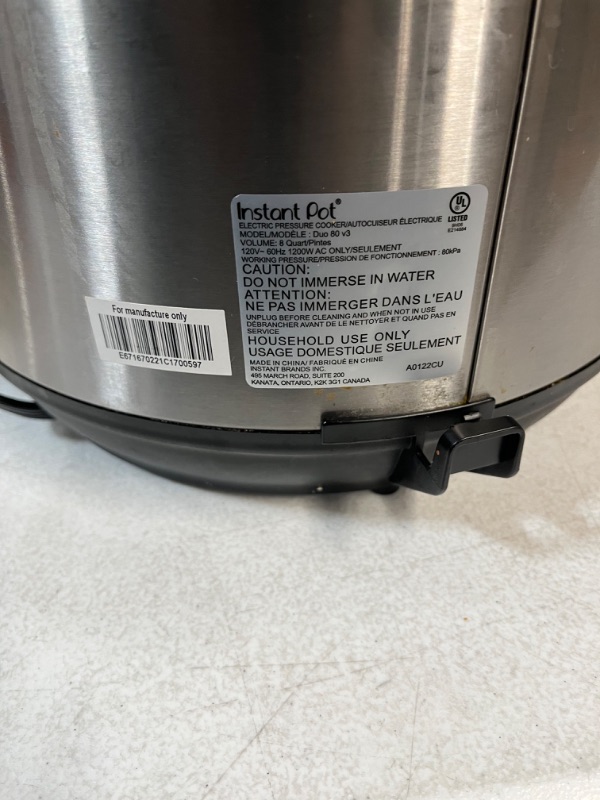 Photo 4 of 8 qt. Stainless Steel Duo Electric Pressure Cooker