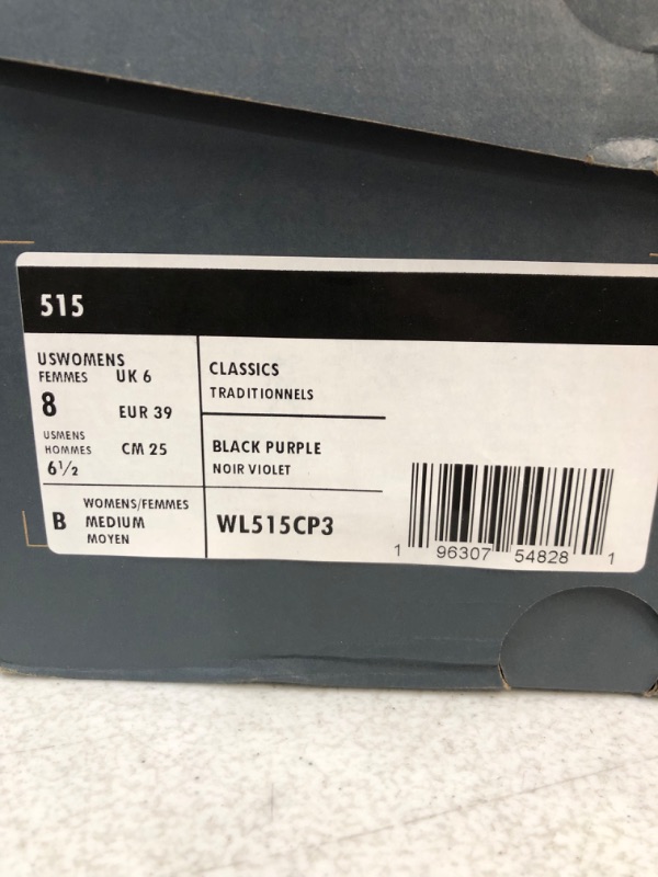 Photo 1 of See Notes New Balance Women's 515 V3 Sneaker 8 Black/Cyber Lilac/White