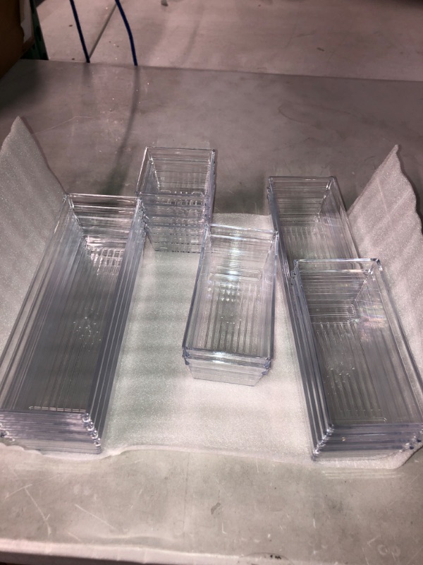 Photo 2 of 14 PCS Clear Plastic Drawer Organizer Tray for Makeup