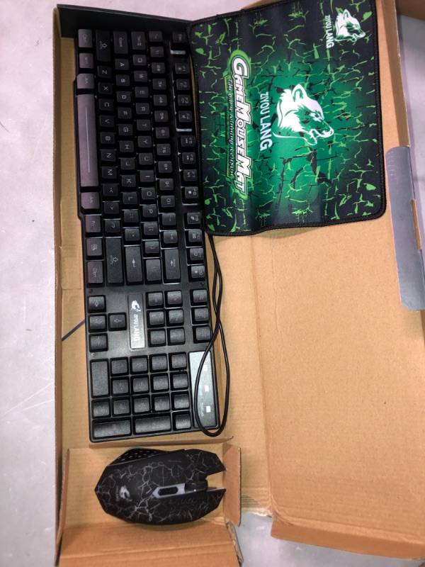Photo 1 of Wieless Gaming Keyboard and Mouse Combo Rainbow Backlight Quiet Ergonomic Mechanical Feeling Anti-ghosting Keyboard Mouse with Rechargeable 4000mAh Battery Mouse Pad for Computer Mac Gamer Black & Rainbow