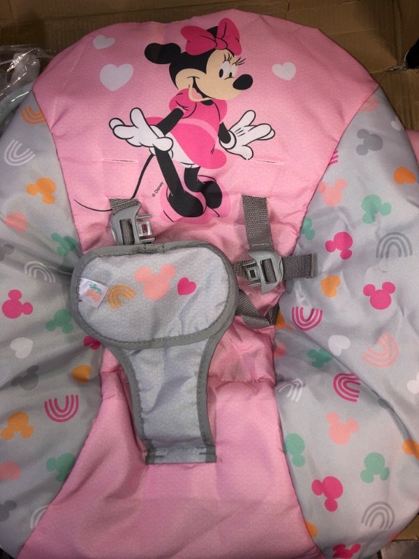 Photo 2 of Bright Starts Disney Baby Minnie Mouse Infant to Toddler Rocker with Vibrations and Removable -Toy Bar - Forever Besties, Newborn + Minnie Forever Besties