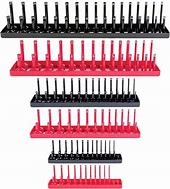 Photo 1 of **BROKEN**
6PCS Socket Organizer Tray Set, Red SAE & Black Metric Socket Storage Trays, 1/4-Inch, 3/8-Inch & 1/2-Inch