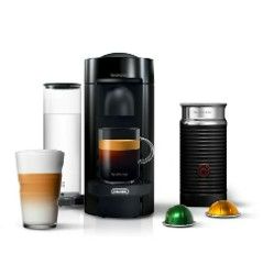 Photo 1 of Nespresso Vertuo Plus Coffee and Espresso Machine by De'Longhi with Aeroccino, Ink Black with Nespresso Capsules VertuoLine, Medium and Dark Roast Coffee Machine + Capsules VertuoLine Ink Black
