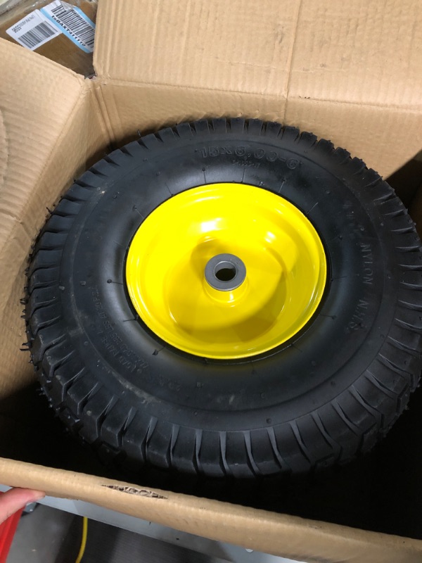 Photo 2 of (2 Pack) AR-PRO Exact Replacement 15" x 6.00 - 6" Front Tire and Wheel Assemblies for John Deere Riding Mowers