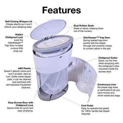 Photo 2 of Dekor Plus Hands-Free Diaper Pail | White