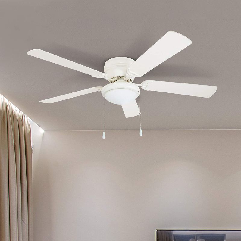 Photo 1 of **USED/ MISSING HARDWARE** Portage Bay 50254 Hugger 52 White West Hill Ceiling Fan with Bowl Light Kit