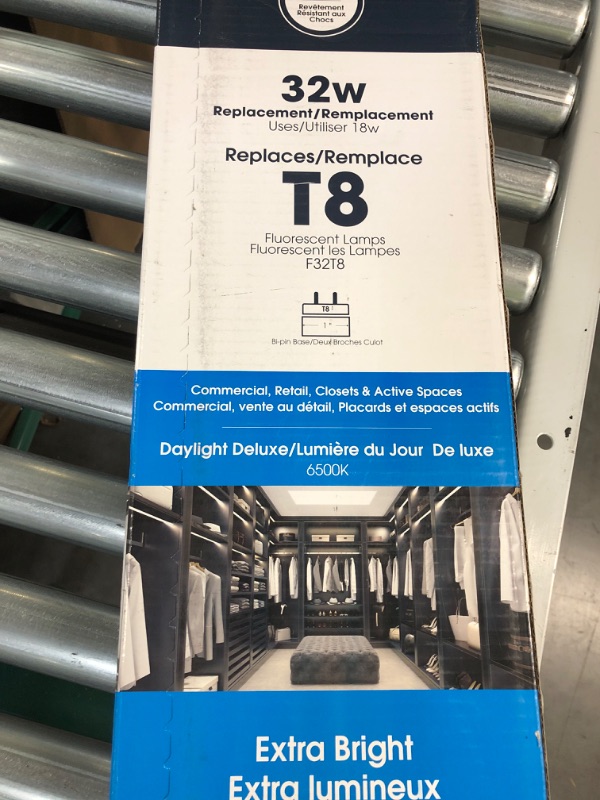 Photo 2 of Feit Electric T848/865/B/LED/2/5 4FT T8 LED Tube Light, Type B Ballast Bypass, 18W=32W, 6500K Daylight Deluxe, Double-End Powered, F32T8 Fluorescent Tube Replacement, Damp Rated, UL, 10-Pack 4' L 6500K (Daylight Deluxe)