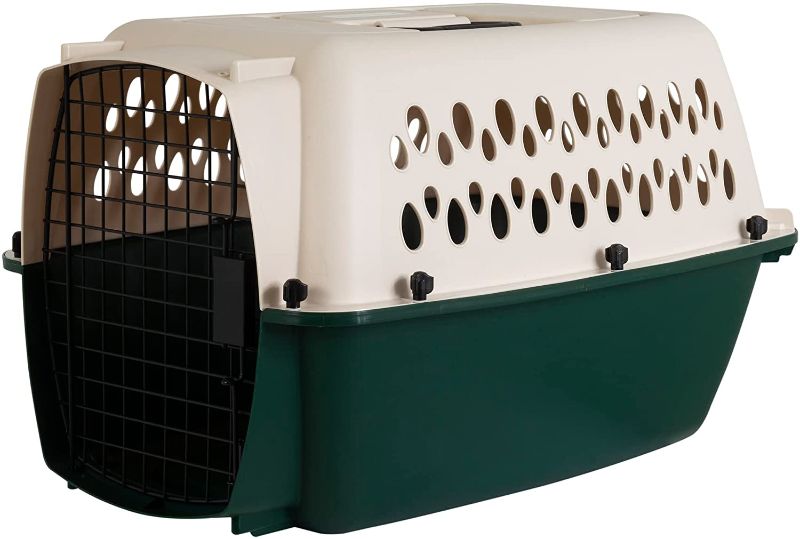 Photo 1 of (SEE NOTE) Ruffmaxx Plastic Dog Kennel, Tan/Green, 26"L 