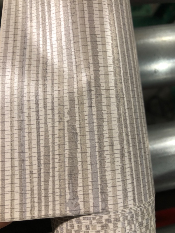 Photo 1 of *USED BUT LIKE NEW* NuWallpaper NUS3340 Tibetan Faux Grasscloth Silver Peel & Stick Wallpaper, Metallic