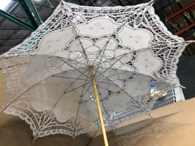 Photo 2 of *NEW* Lace Parasol Umbrella, Cotton Fashion, Wood handle