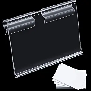 Photo 1 of 100 Pieces Plastic Label Holders Wire Shelf Label Holders Clear Sign Display Holder Tag Clip for Wire Shelf