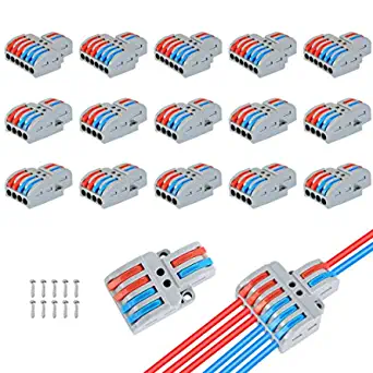 Photo 1 of 15pcs Connectors, Compact Wire Conductor Connector Quick Wiring Cable Connector,Butt Terminal Connectors CE Listed and RoHS Compliant?2 in 4 aus und 2 in 6 aus?
