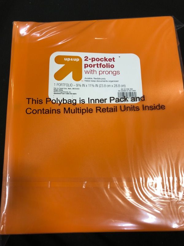 Photo 2 of 2 Pocket Plastic Folder with Prongs Orange  (23)