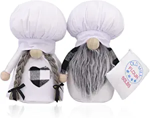 Photo 1 of 2 Pieces Kitchen Chef Gnomes Couples Gifts Scandinavian Cooking Nisse Tomte Nordic Swedish Chef Gnome Plush Elf Doll for Couples Home Kitchen Table Shelf Display Decorations (2PCS)
