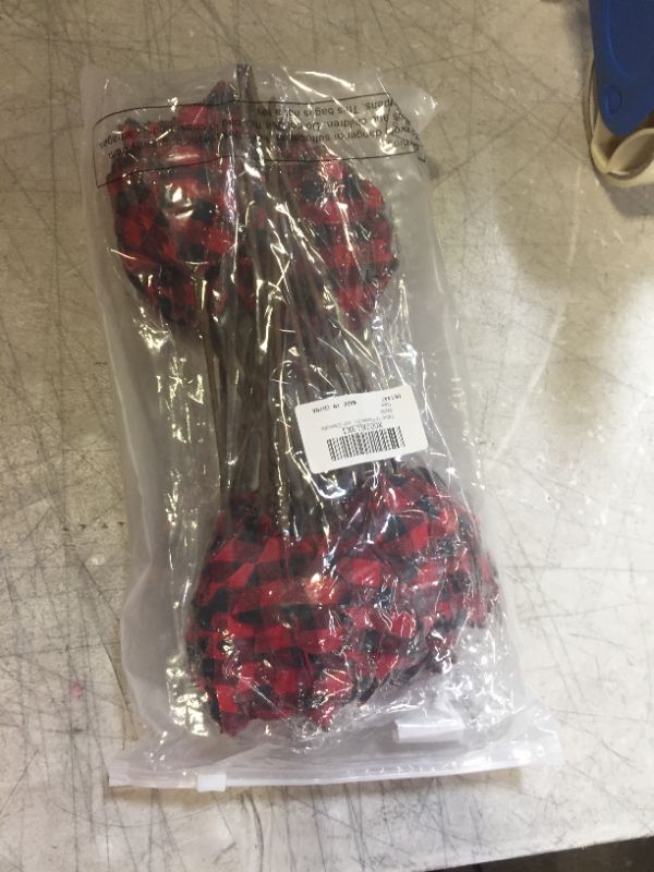 Photo 2 of 16 Pieces Buffalo Plaid Poinsettias Picks Christmas Tree Ornaments Artificial Christmas Flowers Glitter Poinsettia Flowers for Xmas Tree Wreaths Garland Holiday Decorations (Delicate Style)
