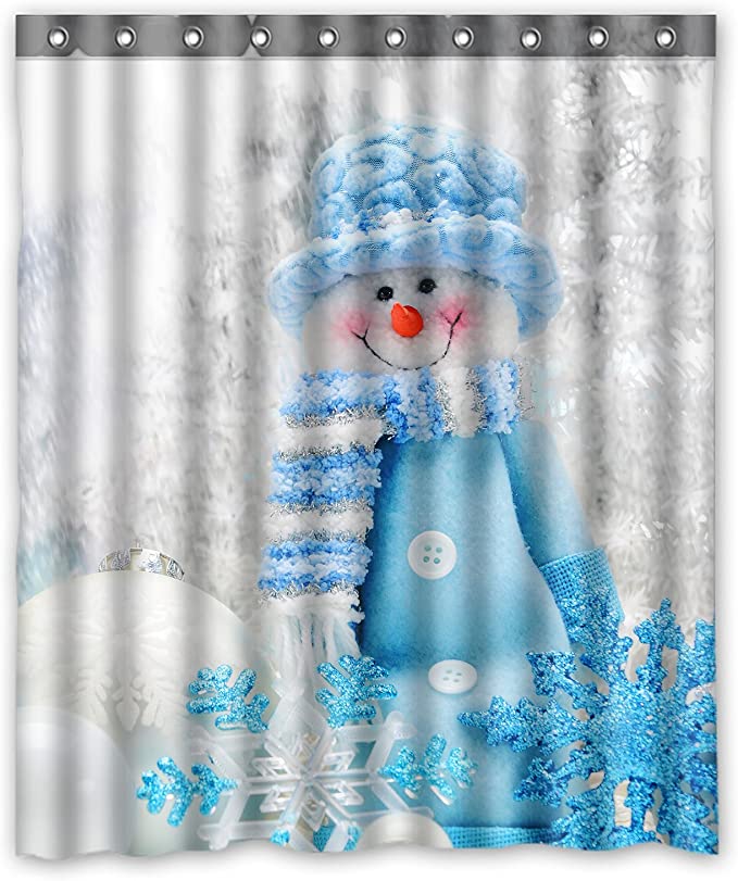 Photo 1 of ZHANZZK Merry Christmas Cute Snowman Waterproof Polyester Shower Curtain 60x72 inches
