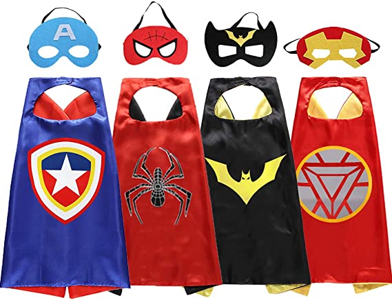 Photo 1 of Zaleny Cool Superhero Costumes for Kids Super Hero Capes and Masks 4 Sets
