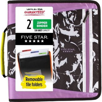 Photo 1 of Five Star 2" Sewn Zipper Binder + File Folders Black Retro

