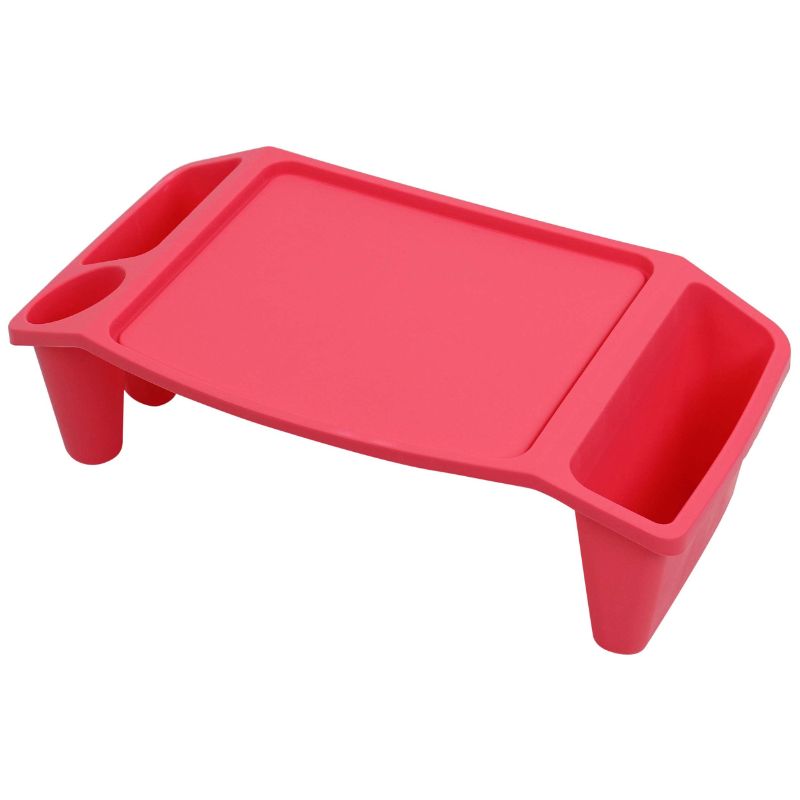 Photo 1 of  Kids Lap Desk for Car and Home -  Pink Flat Plastic Tray with Sides Toddler and Kids Activity Tray