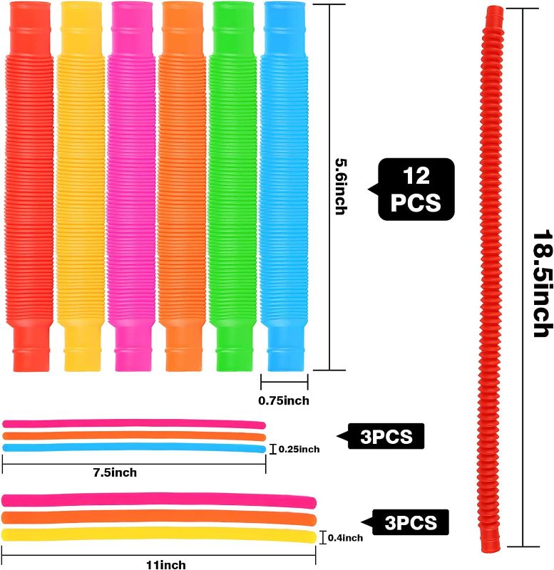 Photo 1 of 3 otters Pop Tubes Fidget Toys, 18 PCS Pop Tubes Sensory Toys, Stretchy String Great as Birthday Gift

