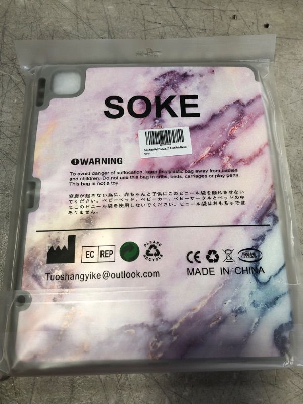 Photo 2 of Soke New iPad Pro 12.9 Case 2021 with Pencil Holder - [Full Body Protection + 2nd Gen Apple Pencil Charging + Auto Wake/Sleep], Soft TPU Back Cover for 2021 iPad Pro 12.9 inch (Pink Marble)
