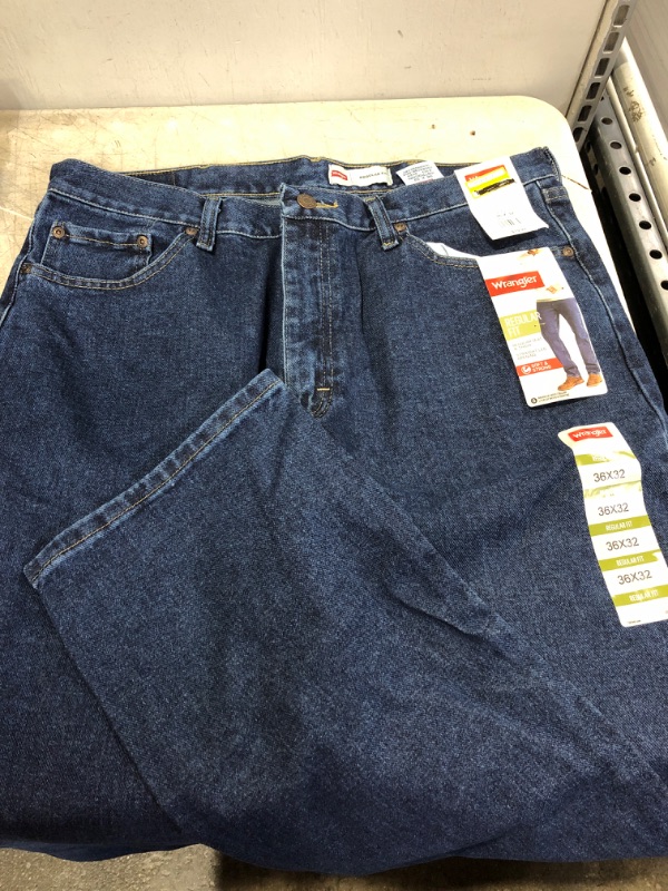 Photo 2 of Wrangler Men's Regular Straight Fit Jeans, Midnight Blue - 36x32